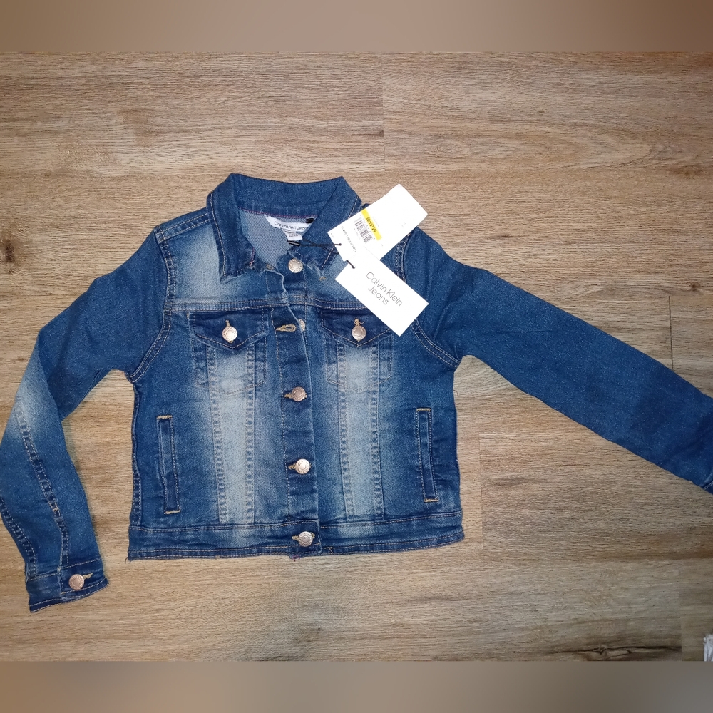 CALVIN KLEIN JEANS Girl's Acid Wash Denim Jacket, Stretch. M (8/10)
